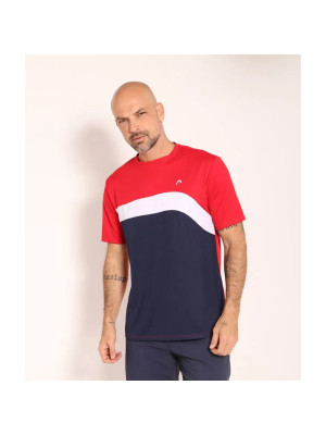 Camiseta Head Masculina Dry Tricolor - Vermelho e Marinho